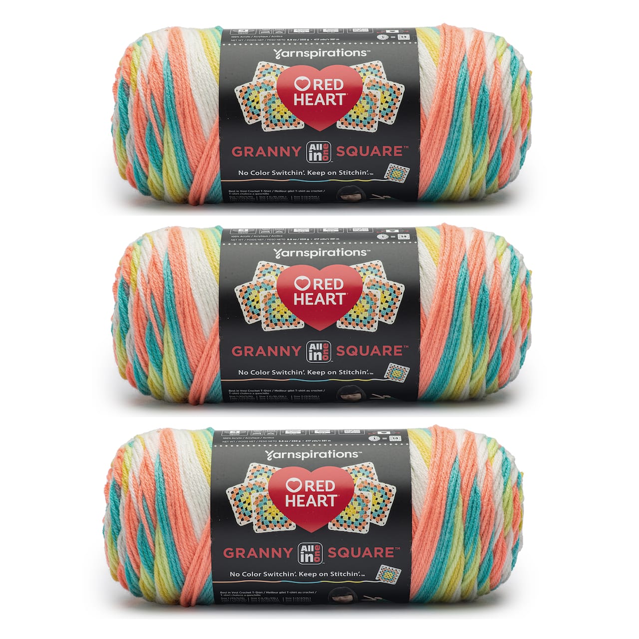 3 Pack Red Heart® All in One™ Granny Square™ Yarn